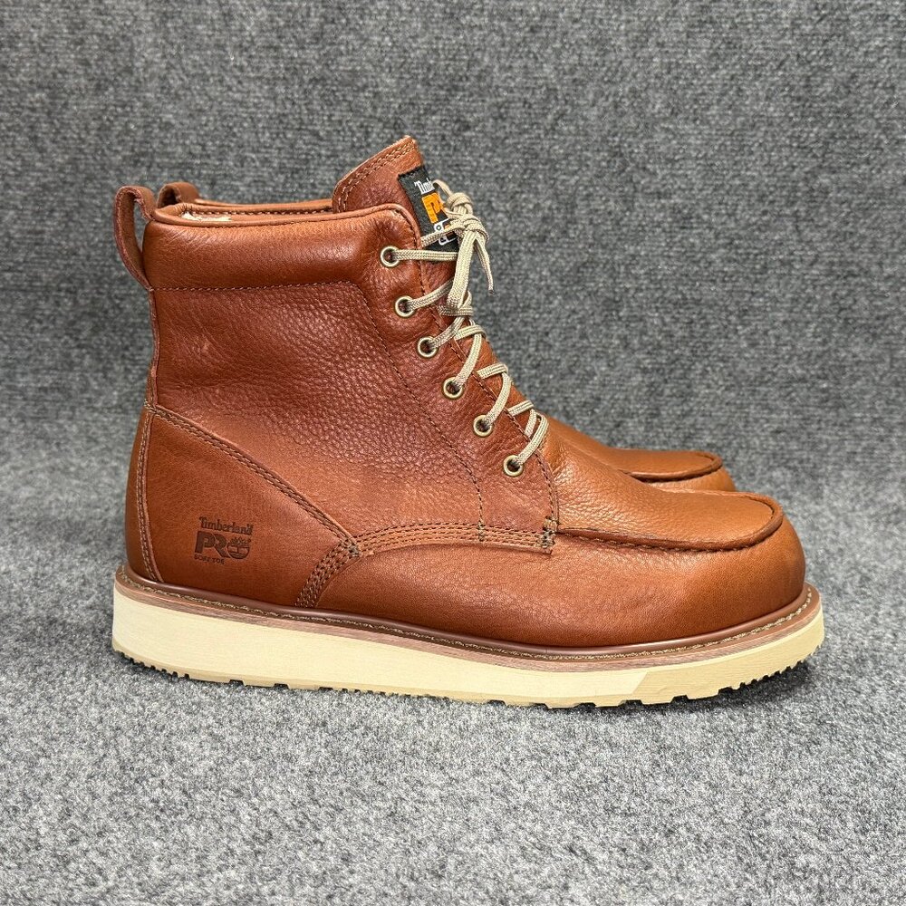 Timberland Pro 24/7 Wedge 6" Work Boots Mens 13W Brown Leather Moc Soft Toe Shoe